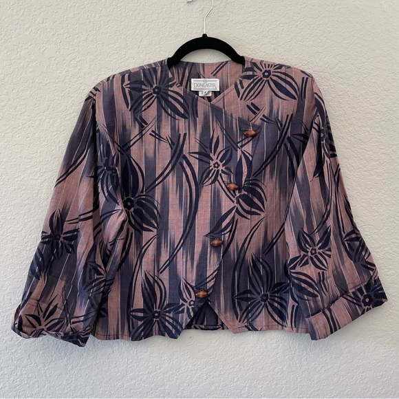 Vintage 90’s Doncaster Mandarin-Style Ikat Toggle Blazer Size 6 - Picture 3 of 9